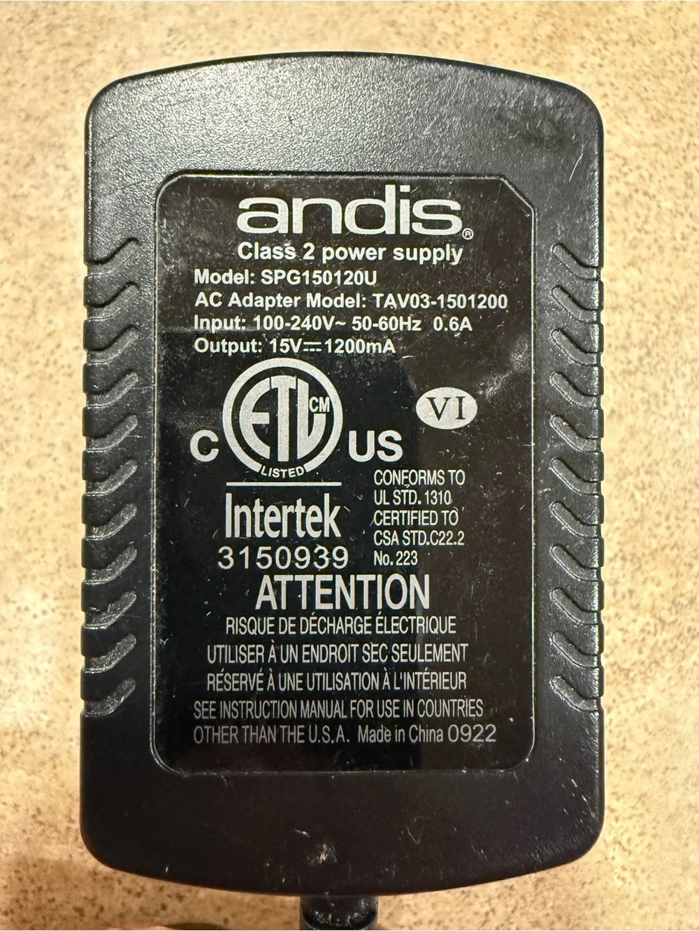 Andis replacement charger